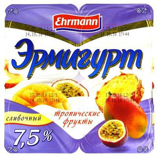 Продукт йогуртный  Эрмигурт Тропические фрукты 7,5%, 100г